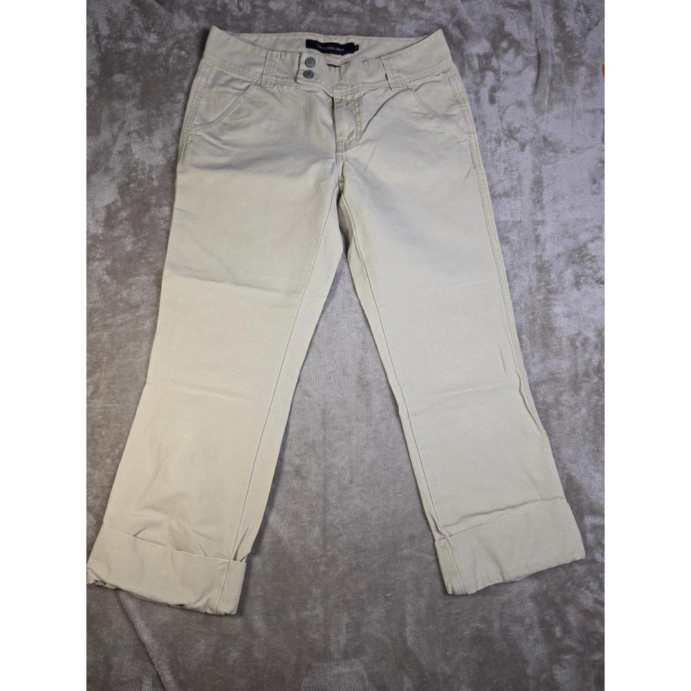 Calvin Klein Jeans Khaki Chinos Womens 2 Beige Cuffed Straight Leg Cotton Pants